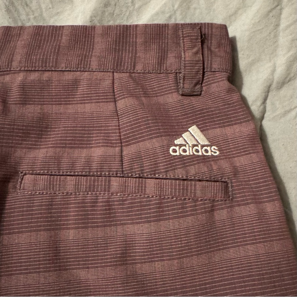 Adidas Shorts Mens 30 Golf Red/Purple Striped Check‎ Classic Preppy Casual Chino - Picture 8 of 8